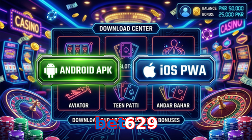Main screen of Bet629 download page for PK players