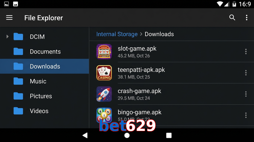 Main screen of Bet629 gameapk page for PK players